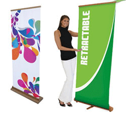 green banner displays