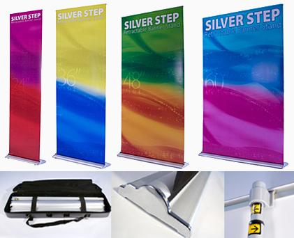 Silver Step Banner Stands