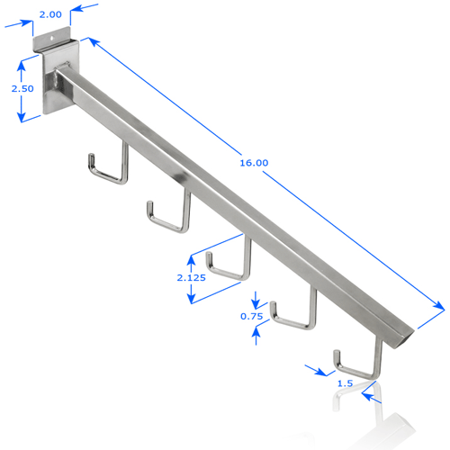 Free Standing SlatWall 5 Hook Square Waterfall