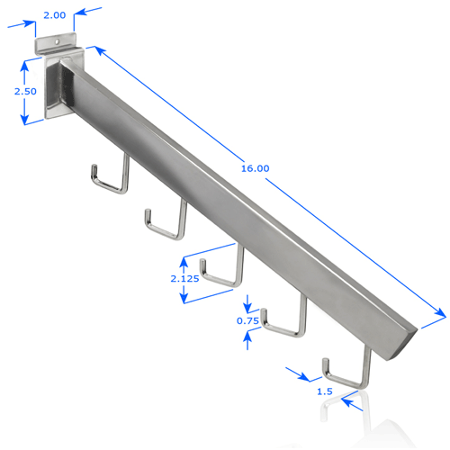 Free Standing SlatWall 5 Hook Rectangle Waterfall