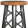 Truss Stool Wood Seat Straight Legs