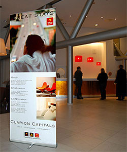 Banner Stands Advertising Lobby