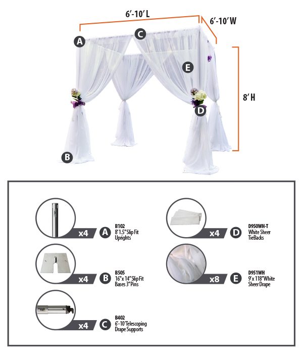 wedding canopy kit pieces