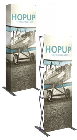 hop up pop up displays with and without end pieces