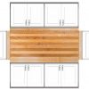 Participant Table Cloth with Butcher Block Top and White Cabinet Sides