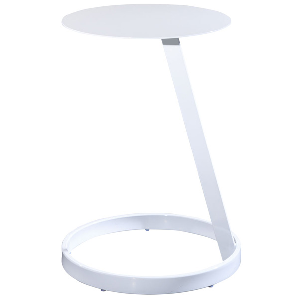 Aura Round Table is a small round metal side table with white lacquer finish can be used for meetings or in lounges and will create a more interactive space