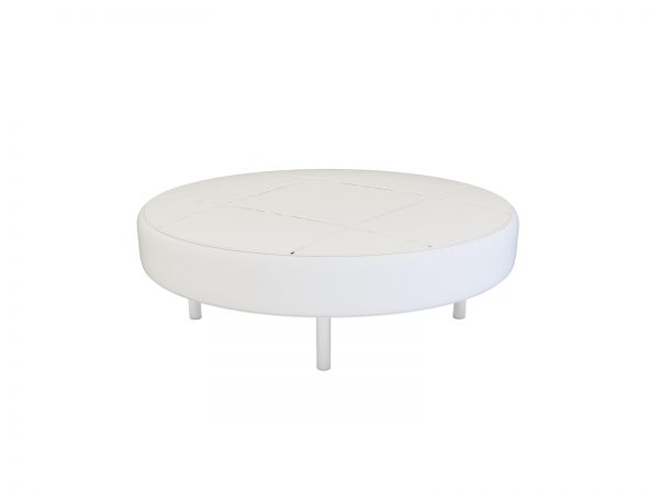 Round White Ottoman is a white vinyl ottoman that will make your tradeshow more productive by creating interactive environment.