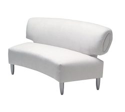 South Beach Sofa rental furniture with platinum suede and silver legs