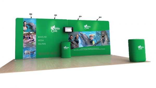 Dolphin 20’ Tension Fabric Display WaveLine Media Kit left