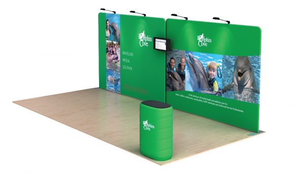 Dolphin 20’ Tension Fabric Display WaveLine Media Kit right
