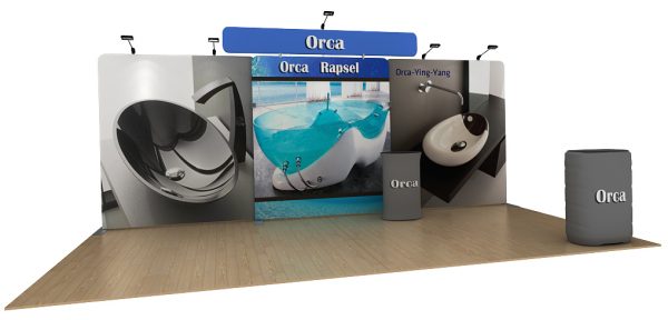 orca 20ft tension fabric display waveline media kit left