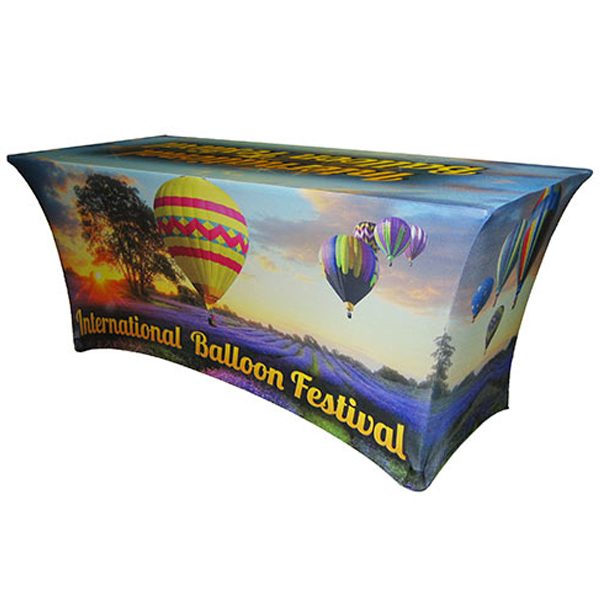 Digitally Printed Spandex Contour Covers Table