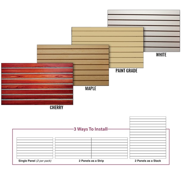 2 Slatwall Easy Panels 4' x 2' Horizontal White Fiberboard Panel 