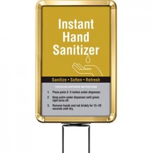 Beltrac-Stanchion-Hand-Sanitizer-Belt-Stanchion-Sign-Gold