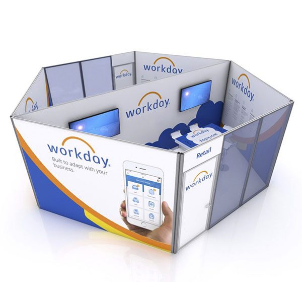 Trapezoid Gravitee Modular Exhibit Meeting Pod
