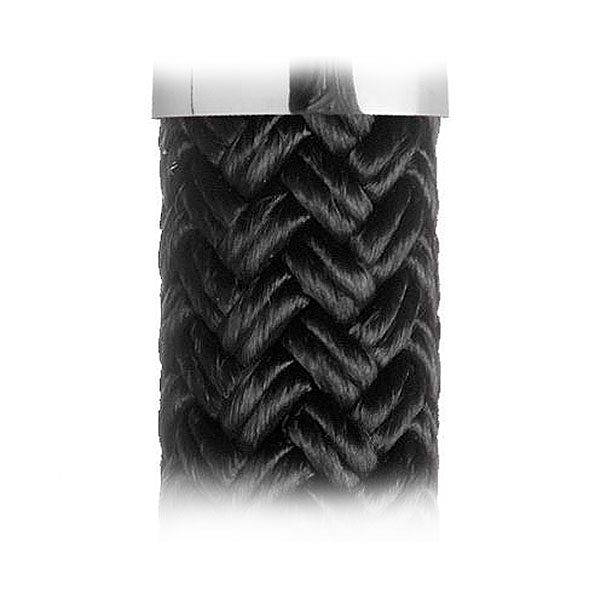 Braided Rayon Swag Black Rope And Polished Stainless Hook Texture Close View