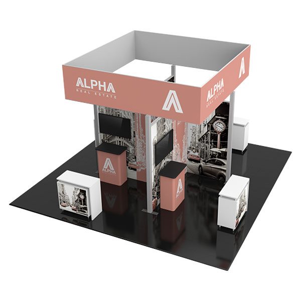 Hybrid Pro Modular Exhibit 20' x 20' Kit 26 Square Structure with Fabrics