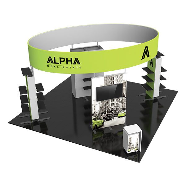Hybrid Pro Modular Exhibit 20' x 20' Kit 32 Oval Fabric Structure with graphics