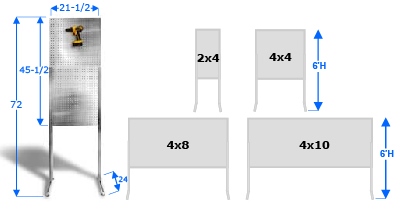 Freestanding Off The Ground PegBoard Merchandiser Displays, Different Sizes