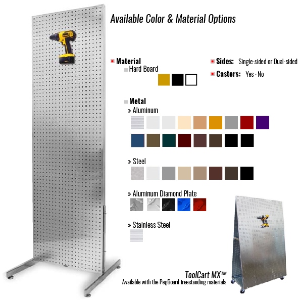 Freestanding PegBoard Merchandiser Displays Available Colors and Material Options