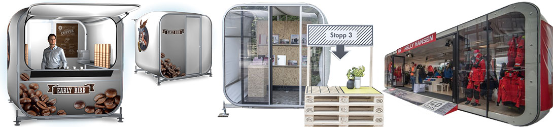 Mobile Pop-Up Retail And Event Pods Outdoor Displays Full Color Graphics
