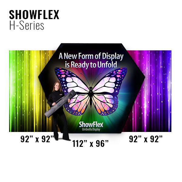 Showflex Freestanding Hexaframe Display Tension Fabric Pop-Up Displays Dimensions