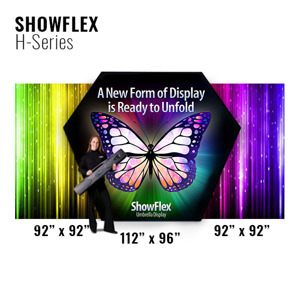 Showflex Freestanding Hexaframe Display Tension Fabric Pop-Up Displays Dimensions