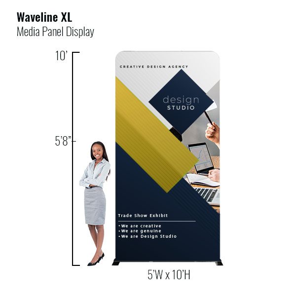 5ft Waveline XL Media Panel Tension Fabric Display With Full Color Graphics