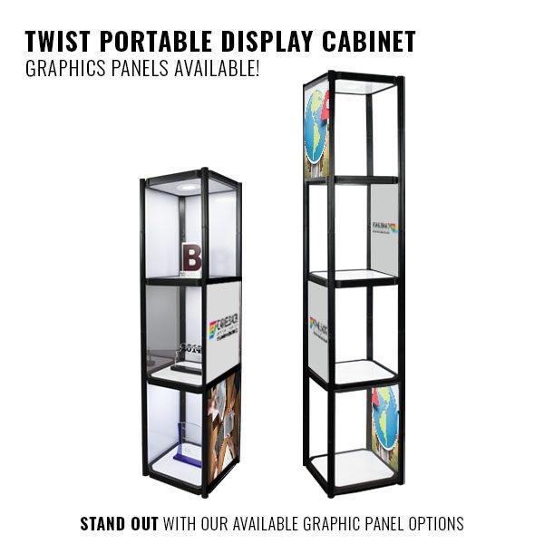 Twist Portable Display Cabinet With Graphics Panels Available