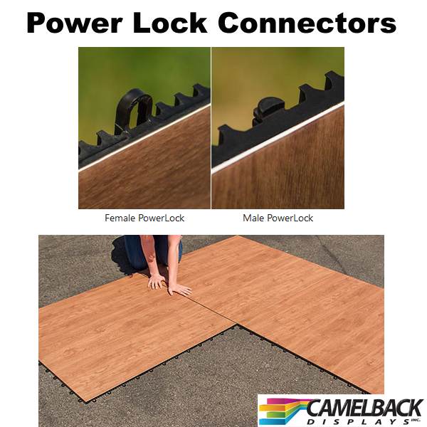 Snap Lock Dance Floors connect with power lock connectors using male/female components