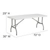 6' bi-fold granite plastic folding table measurements